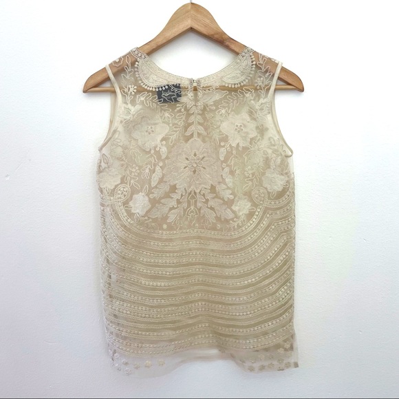 LABEL Ritu Kumar Lace/Mesh Embroidered Top - Picture 2 of 7